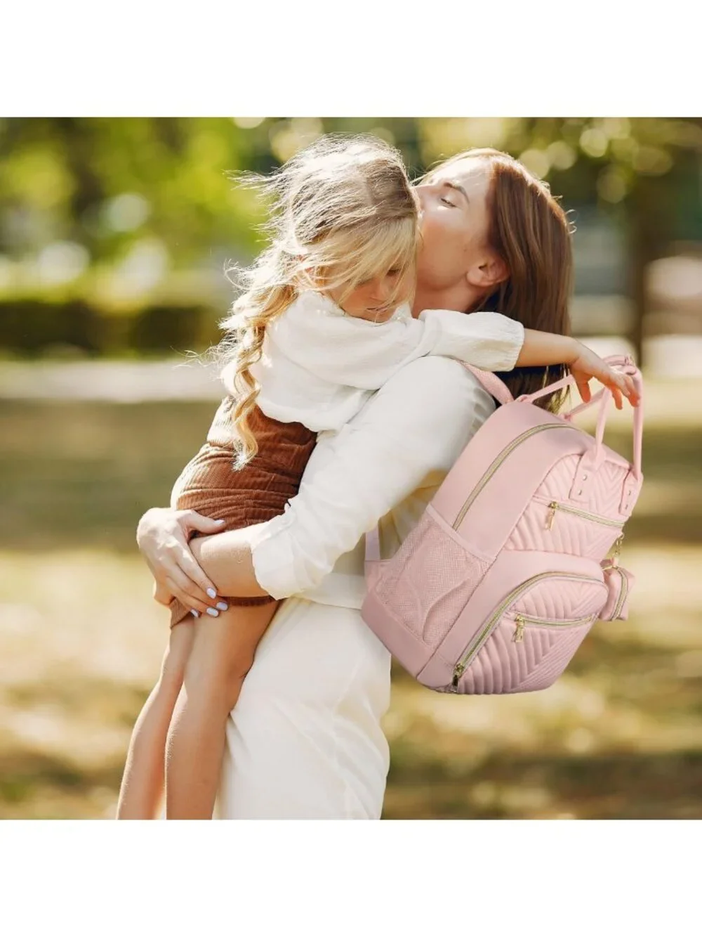 Stylish Baby Diaper Bag Backpack with Insulated Pocket & Pacifier Case - Pink